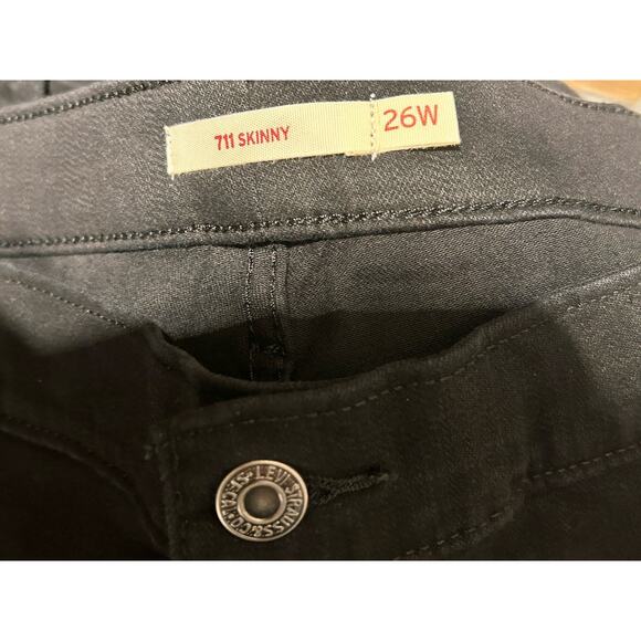 Levis Sculpt 711 Skinny Jeans Womens 26W Black Hypersoft Stretch Mid Pants New - Picture 3 of 13